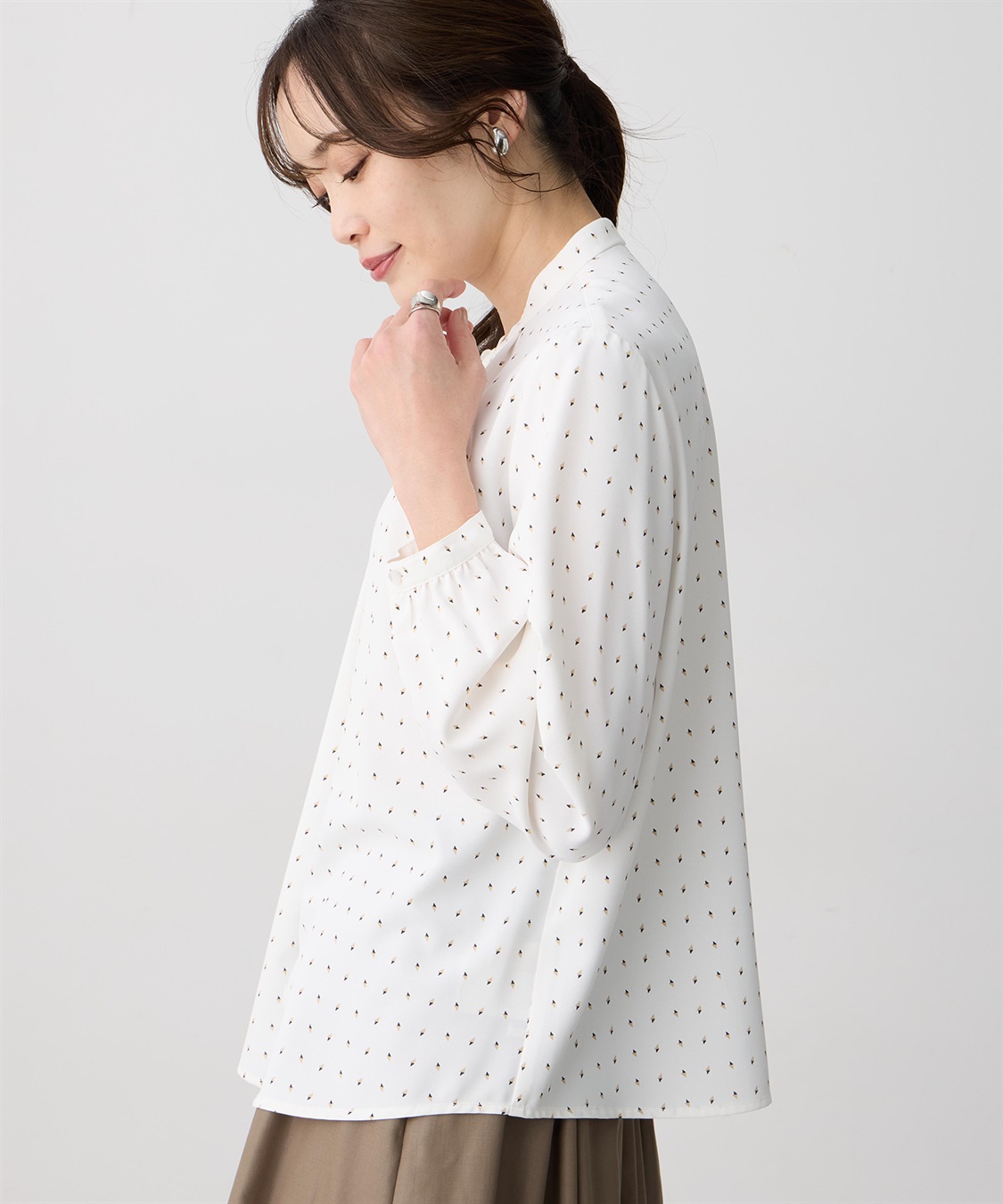 A/C DESIGN BY ALPHA CUBIC 幾何プリントジョーゼットブラウス_sub_6