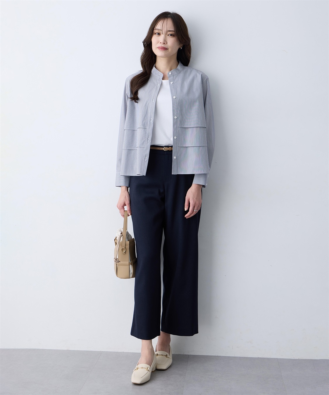 A/C DESIGN BY ALPHA CUBIC ストライプティアードブラウス_sub_8