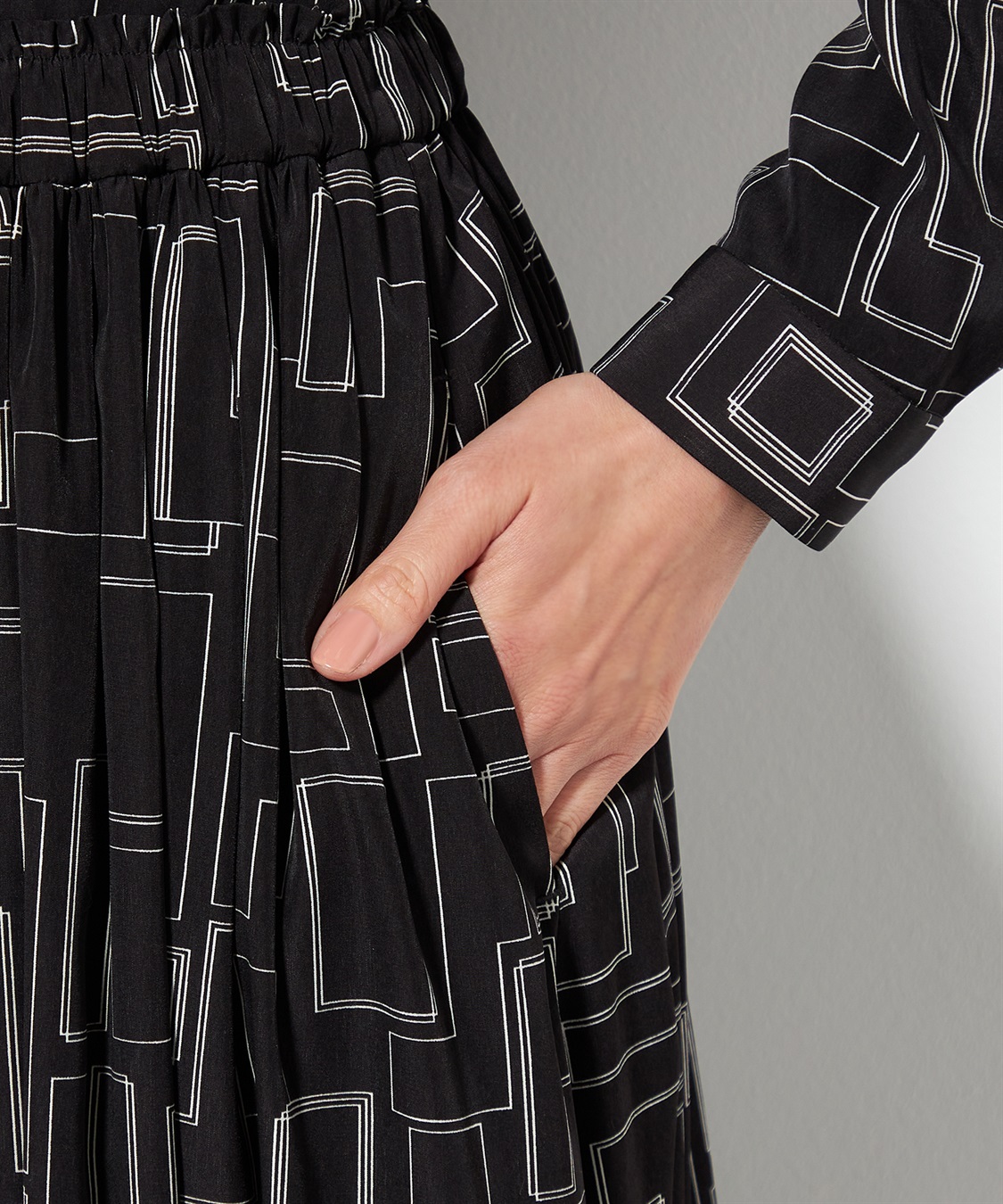 A/C DESIGN BY ALPHA CUBIC 幾何プリントギャザースカート_sub_5