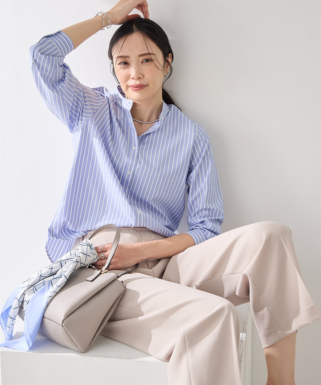 A/C DESIGN BY ALPHA CUBIC ストレッチワイドパンツ【美モーションシリーズ・後ろウエストゴム】_sub_4