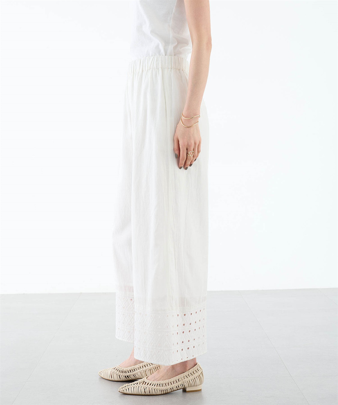 A/C DESIGN BY ALPHA CUBIC ダイヤ刺しゅうワイドパンツ【ウエストゴム】_sub_10