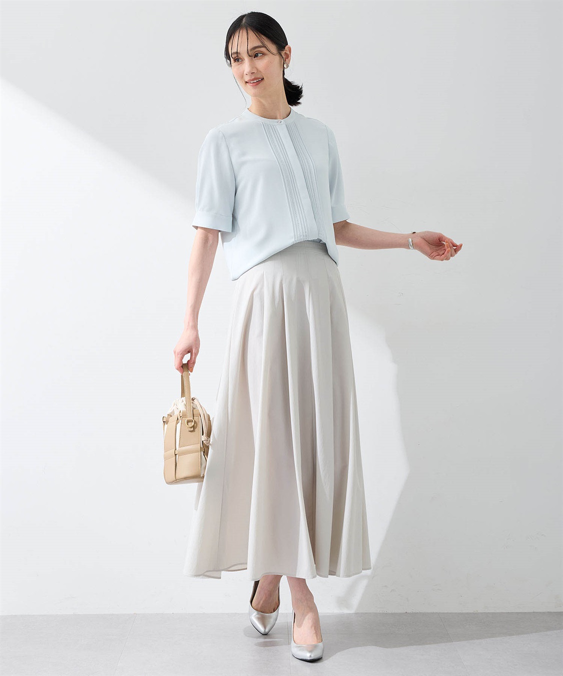 A/C DESIGN BY ALPHA CUBIC 【美モーション】ストレッチナイロンラッシュフレアスカート【接触冷感・UVカット・撥水・ウエスト後ろゴム】_sub_10