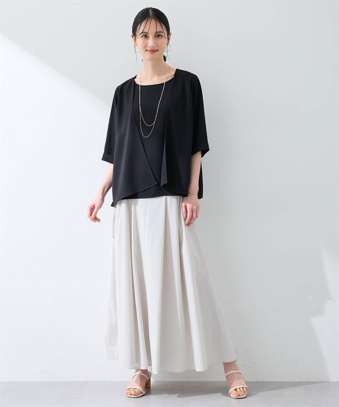 A/C DESIGN BY ALPHA CUBIC 【美モーション】ストレッチナイロンラッシュフレアスカート【接触冷感・UVカット・撥水・ウエスト後ろゴム】_sub_13