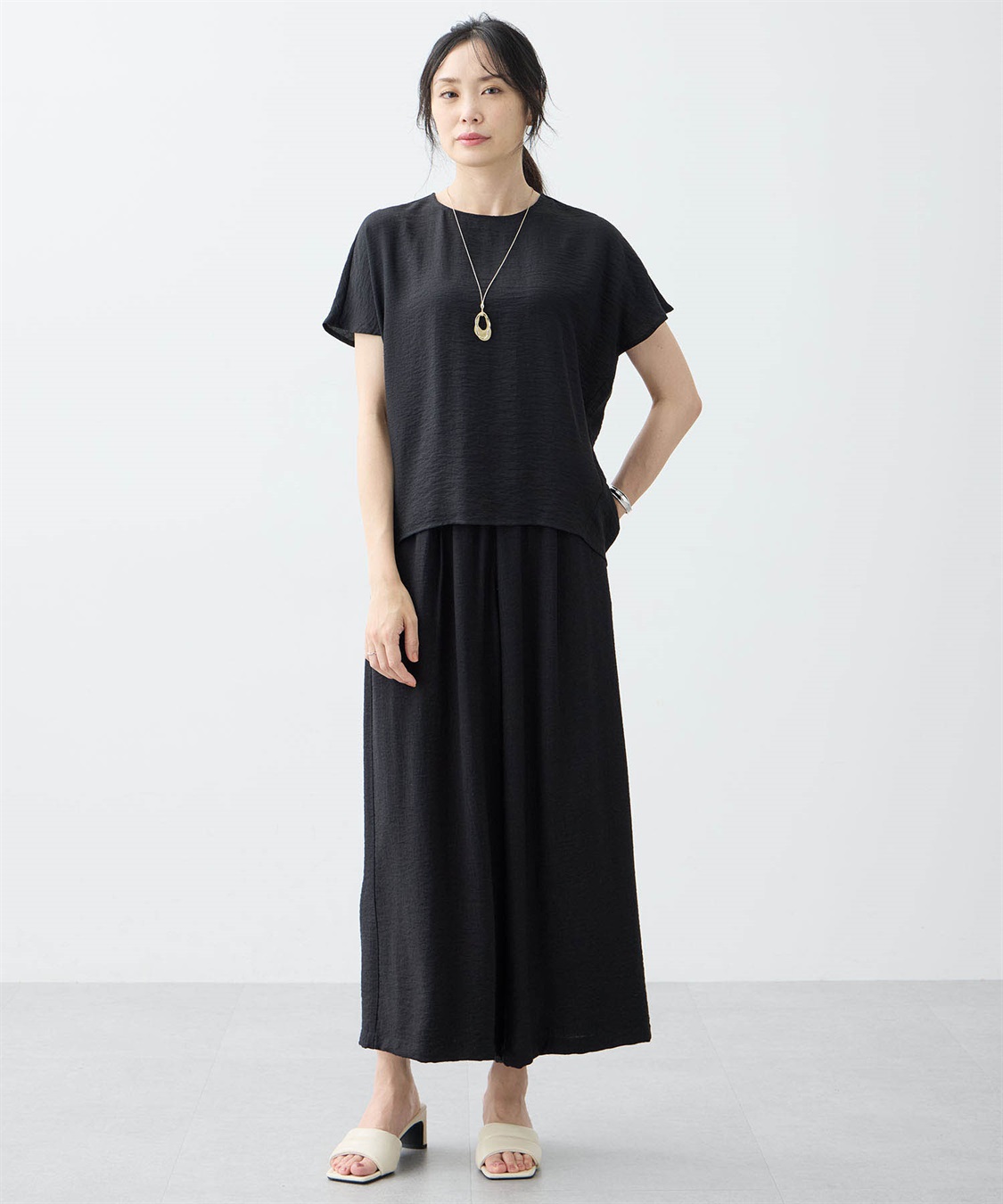 A/C DESIGN BY ALPHA CUBIC リラックスワイドパンツ【接触冷感・ウエストゴム】_sub_7