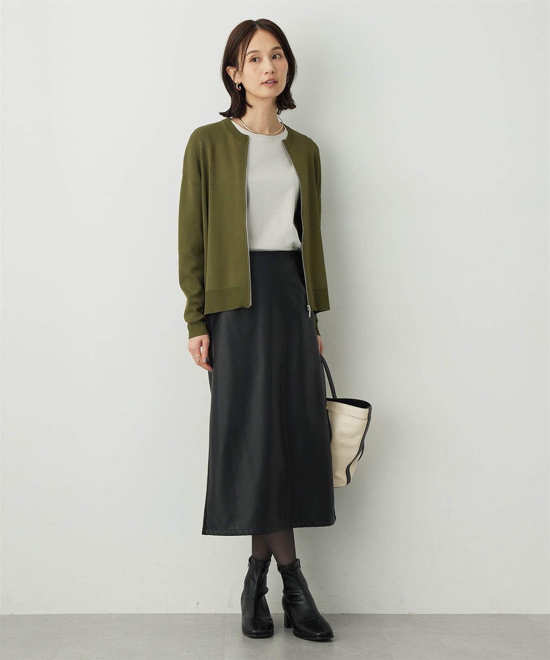 A/C DESIGN BY ALPHA CUBIC フェイクレザーロングスカート_sub_3