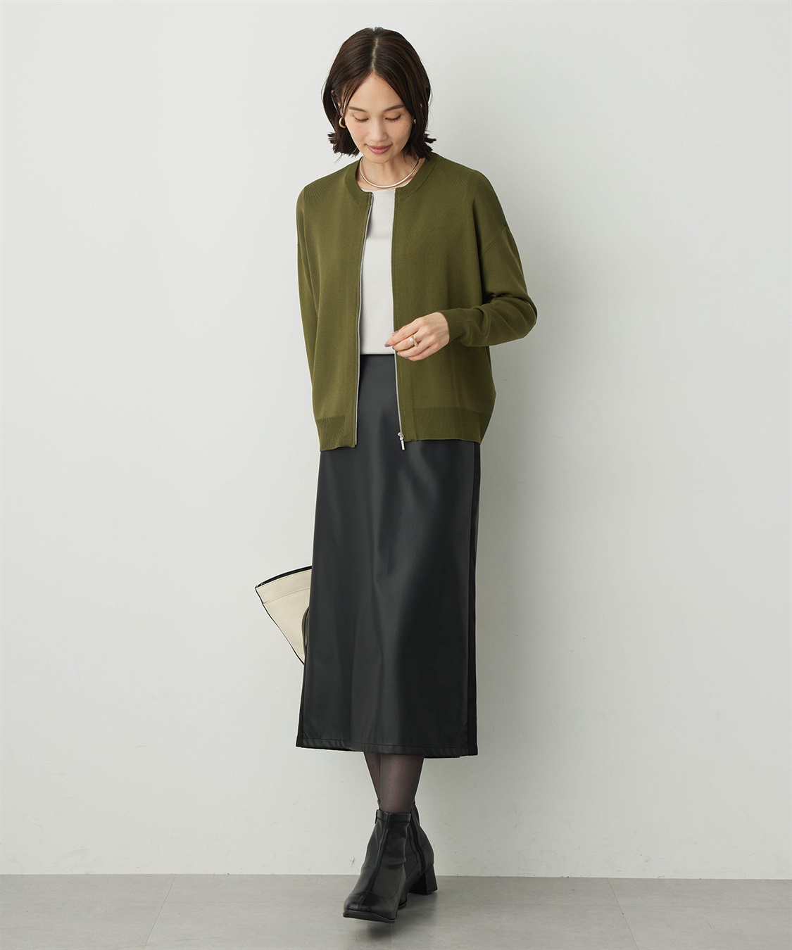 A/C DESIGN BY ALPHA CUBIC フェイクレザーロングスカート_sub_4