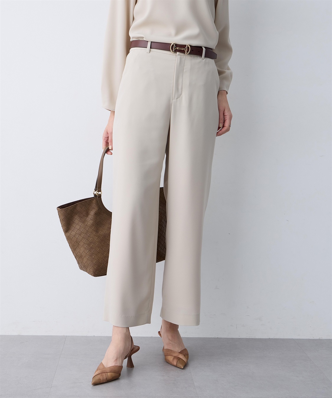 A/C DESIGN BY ALPHA CUBIC ストレッチジョーゼットストレートパンツ【接触冷感・UVカット・吸水速乾・セットアップ対応】_sub_1