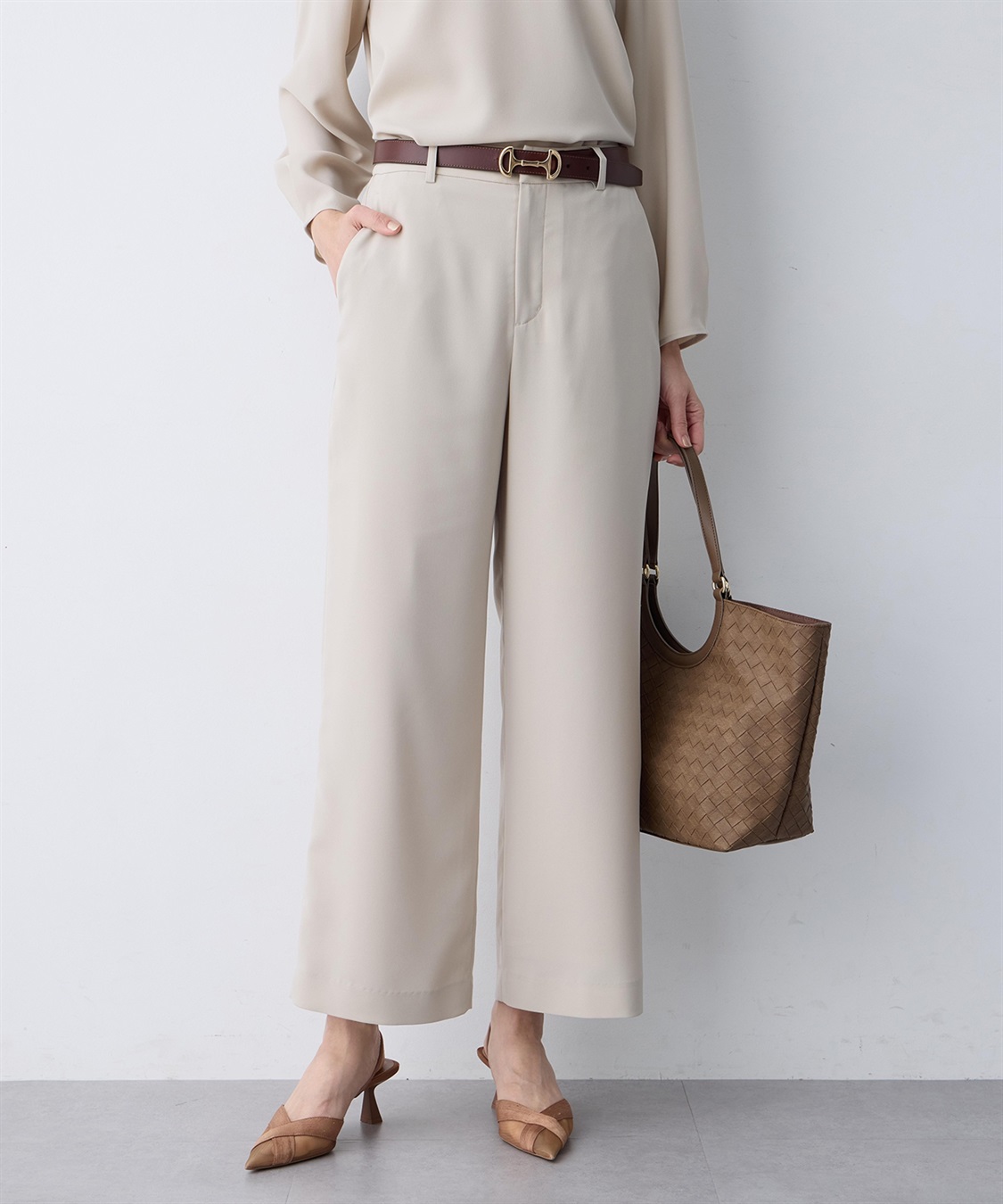 A/C DESIGN BY ALPHA CUBIC ストレッチジョーゼットストレートパンツ【接触冷感・UVカット・吸水速乾・セットアップ対応】_sub_2