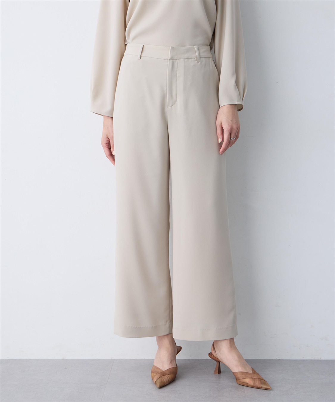 A/C DESIGN BY ALPHA CUBIC ストレッチジョーゼットストレートパンツ【接触冷感・UVカット・吸水速乾・セットアップ対応】_sub_3