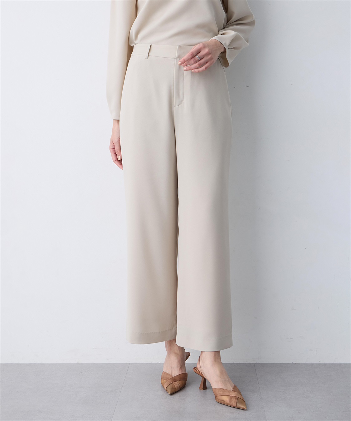 A/C DESIGN BY ALPHA CUBIC ストレッチジョーゼットストレートパンツ【接触冷感・UVカット・吸水速乾・セットアップ対応】_sub_4