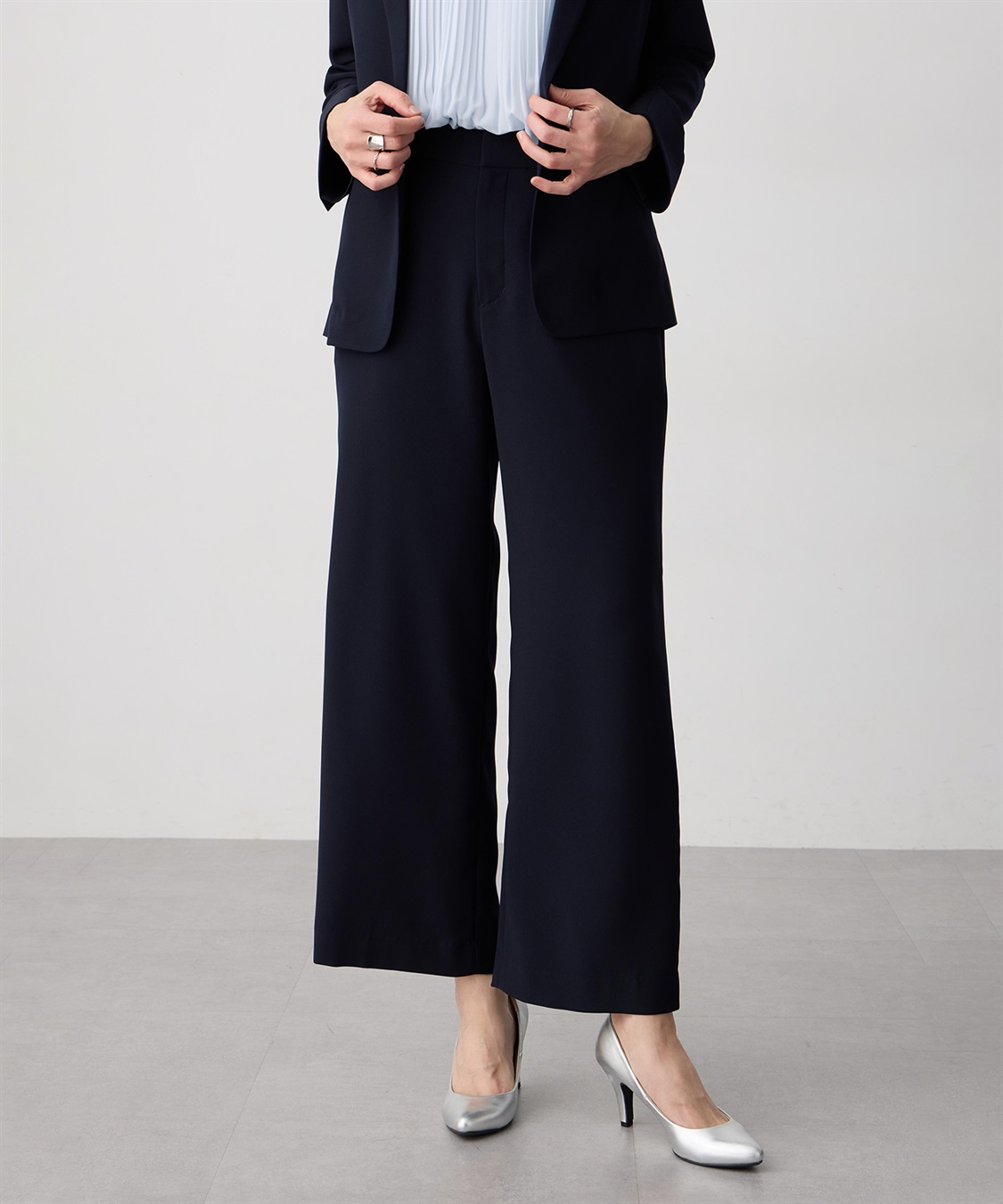 A/C DESIGN BY ALPHA CUBIC ストレッチジョーゼットストレートパンツ【接触冷感・UVカット・吸水速乾・セットアップ対応】_sub_9