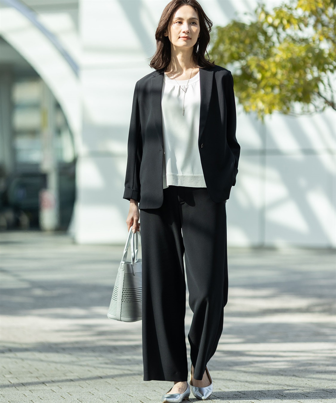 A/C DESIGN BY ALPHA CUBIC ストレッチジョーゼットストレートパンツ【接触冷感・UVカット・吸水速乾・セットアップ対応】_sub_12