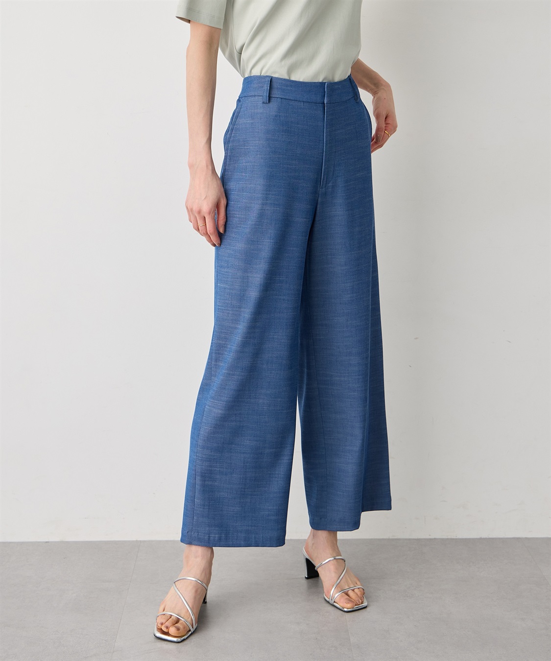 A/C DESIGN BY ALPHA CUBIC デニムライクストレッチワイドパンツ【後ろウエストゴム】_sub_1