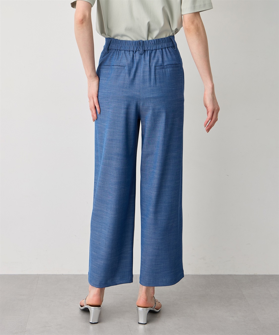 A/C DESIGN BY ALPHA CUBIC デニムライクストレッチワイドパンツ【後ろウエストゴム】_sub_3