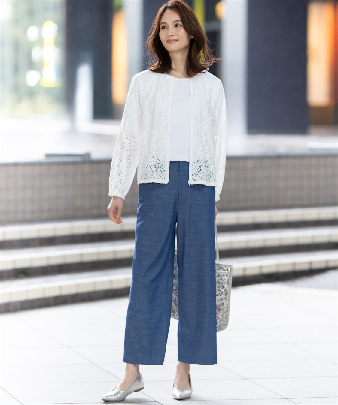 A/C DESIGN BY ALPHA CUBIC デニムライクストレッチワイドパンツ【後ろウエストゴム】_sub_4