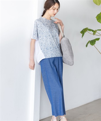 A/C DESIGN BY ALPHA CUBIC デニムライクストレッチワイドパンツ【後ろウエストゴム】_subthumb_6