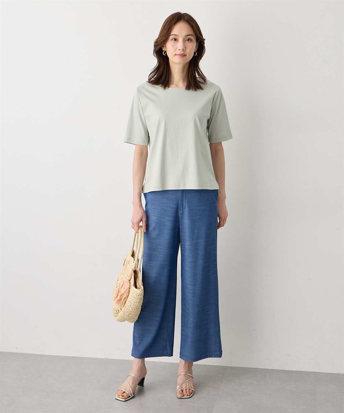 A/C DESIGN BY ALPHA CUBIC デニムライクストレッチワイドパンツ【後ろウエストゴム】_sub_7