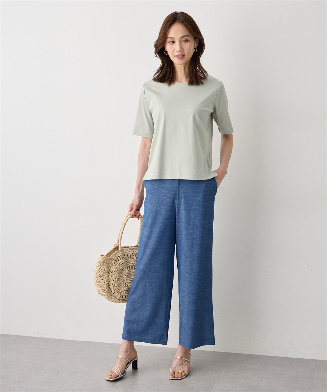 A/C DESIGN BY ALPHA CUBIC デニムライクストレッチワイドパンツ【後ろウエストゴム】_sub_9