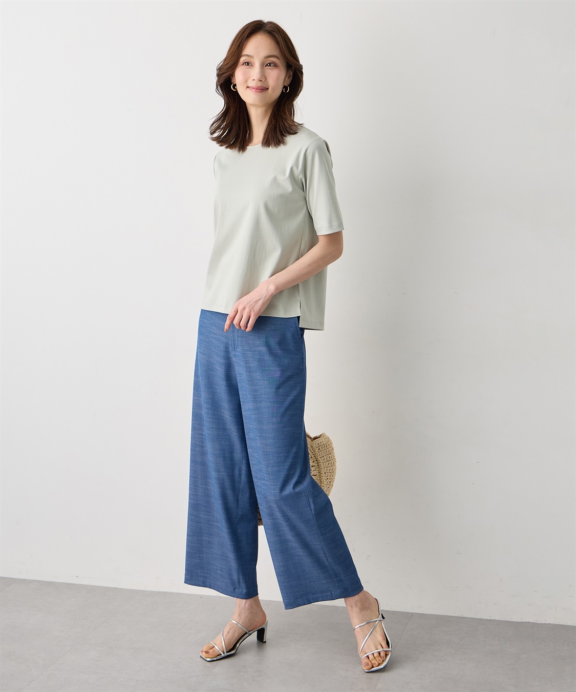 A/C DESIGN BY ALPHA CUBIC デニムライクストレッチワイドパンツ【後ろウエストゴム】_sub_10