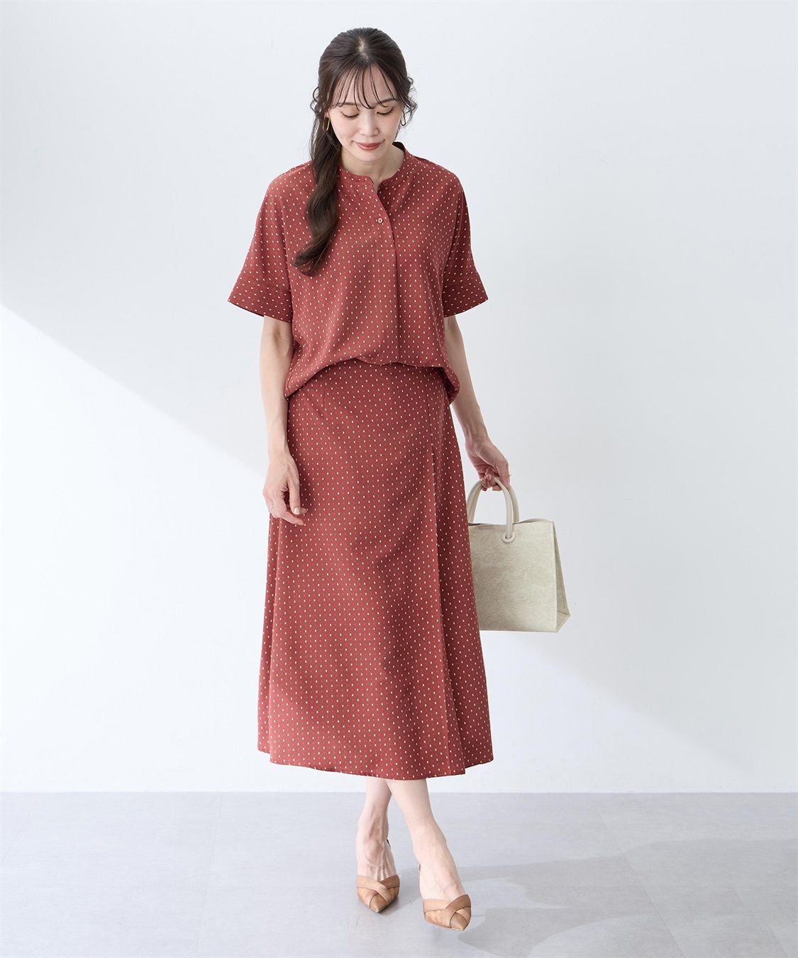 ALCOLLAGEプリント】ジョーゼットフレアスカート A/C DESIGN BY ALPHA