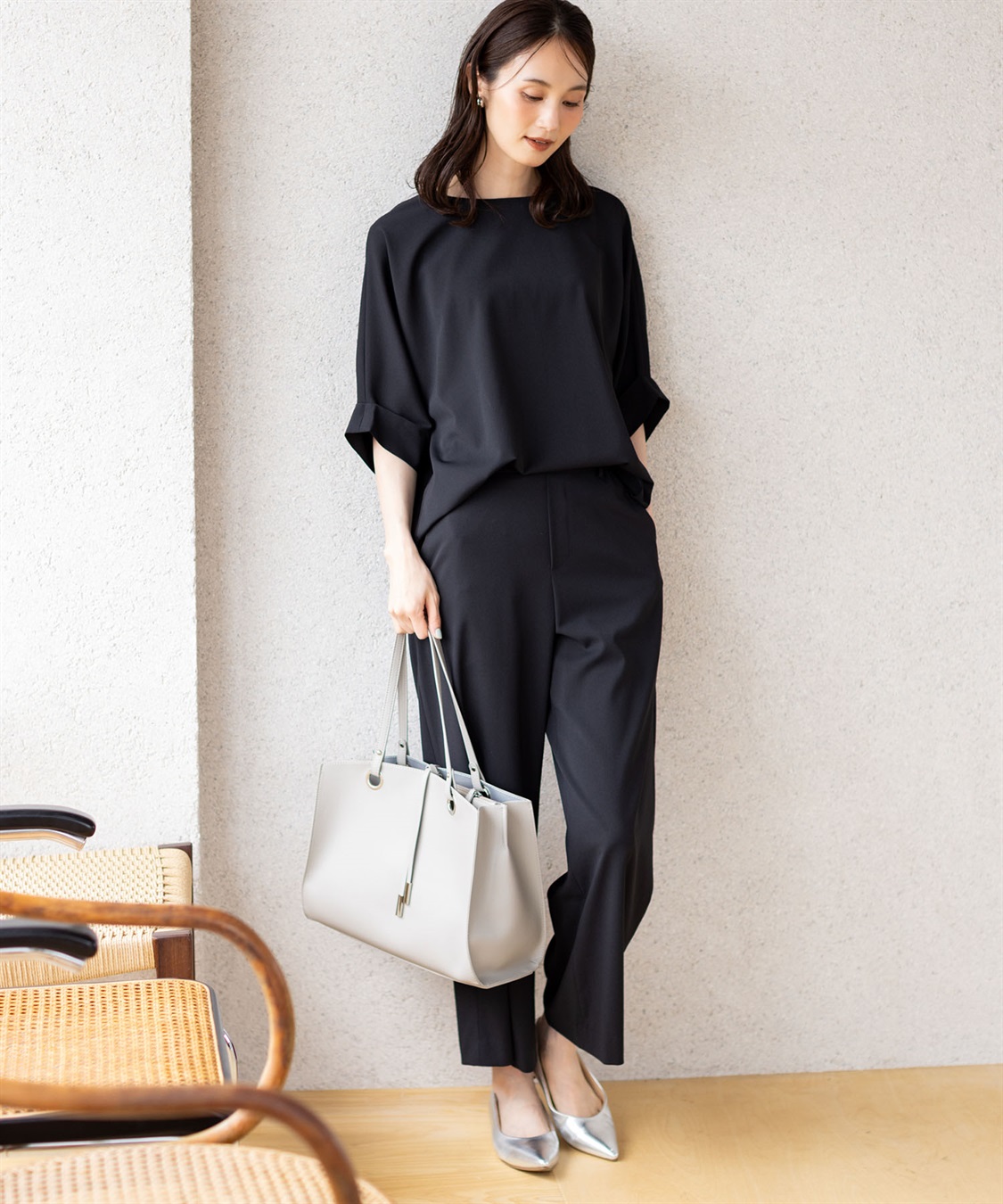 A/C DESIGN BY ALPHA CUBIC ストレッチストレートパンツ【接触冷感・UVカット・遮熱・後ろウエストゴム・セットアップ対応】_sub_9