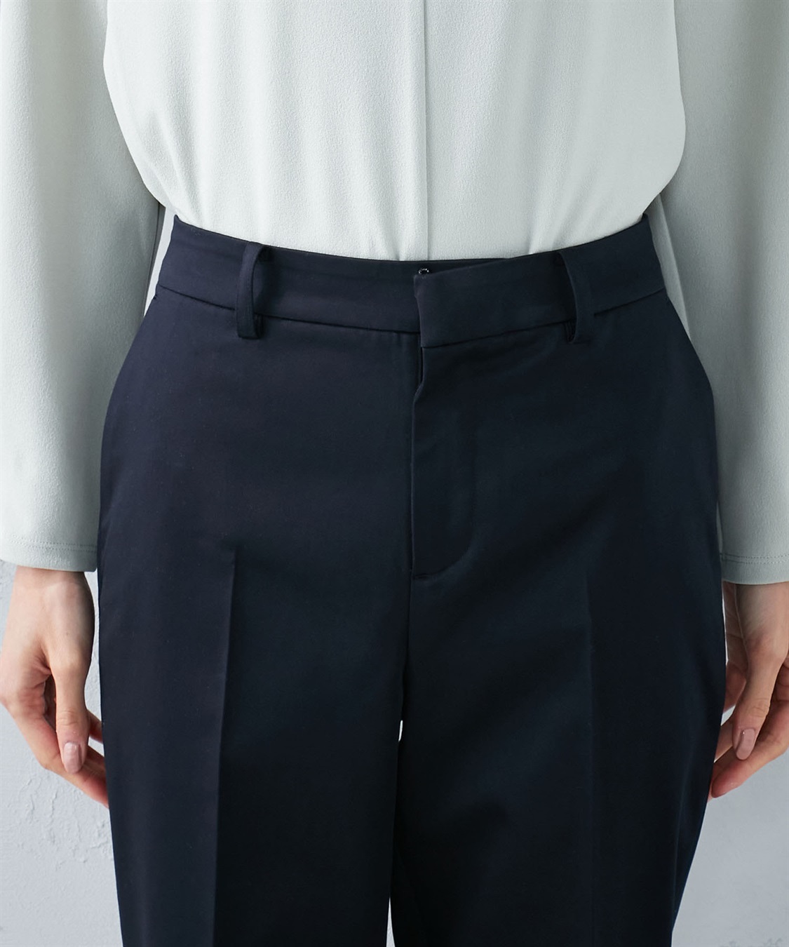 A/C DESIGN BY ALPHA CUBIC コットンサテンストレッチテーパードパンツ_sub_4