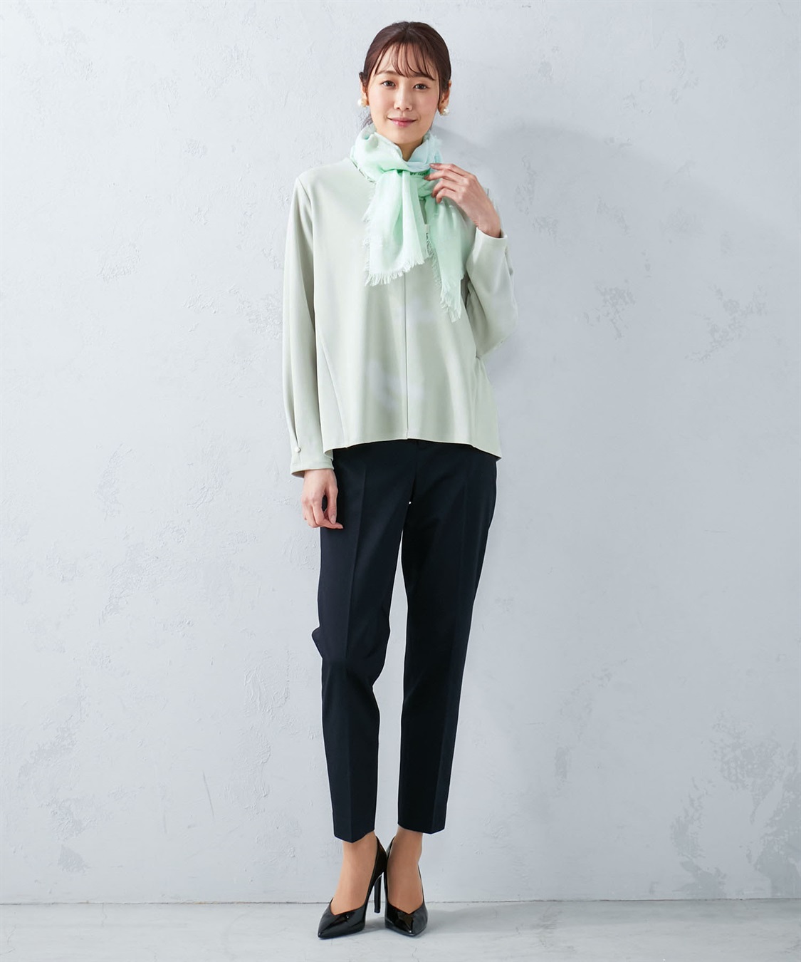 A/C DESIGN BY ALPHA CUBIC コットンサテンストレッチテーパードパンツ_sub_9