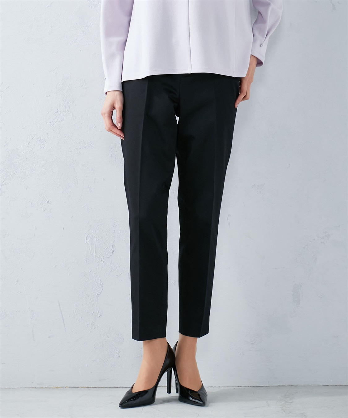 A/C DESIGN BY ALPHA CUBIC コットンサテンストレッチテーパードパンツ_sub_10