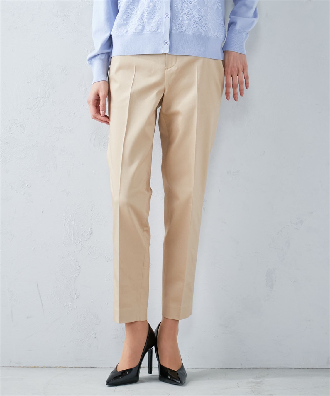 A/C DESIGN BY ALPHA CUBIC コットンサテンストレッチテーパードパンツ_sub_11