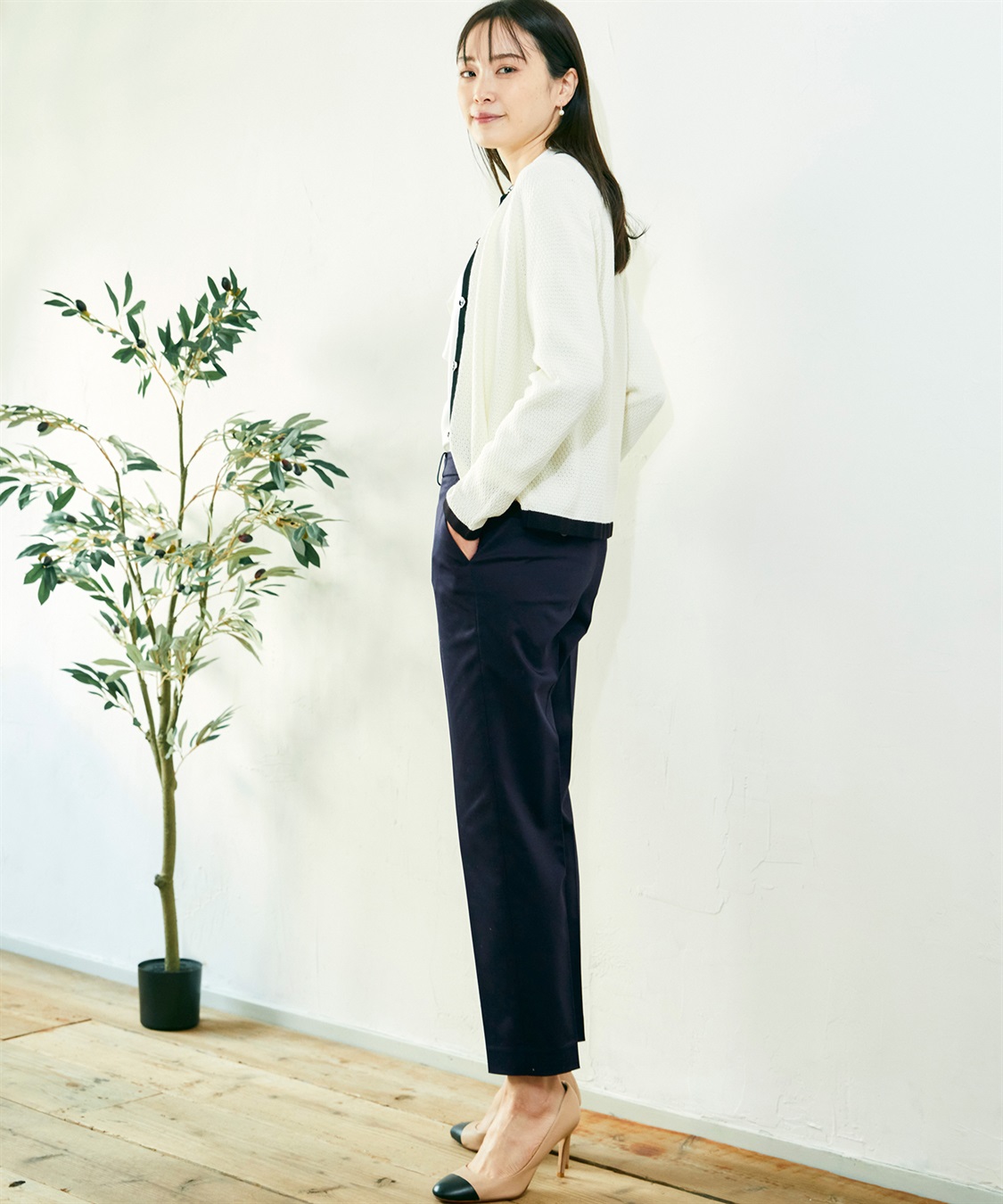 A/C DESIGN BY ALPHA CUBIC コットンサテンストレッチテーパードパンツ_sub_20