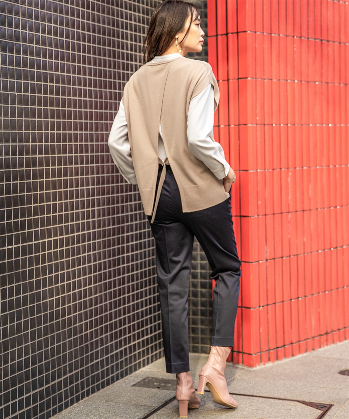 A/C DESIGN BY ALPHA CUBIC コットンサテンストレッチテーパードパンツ_sub_24