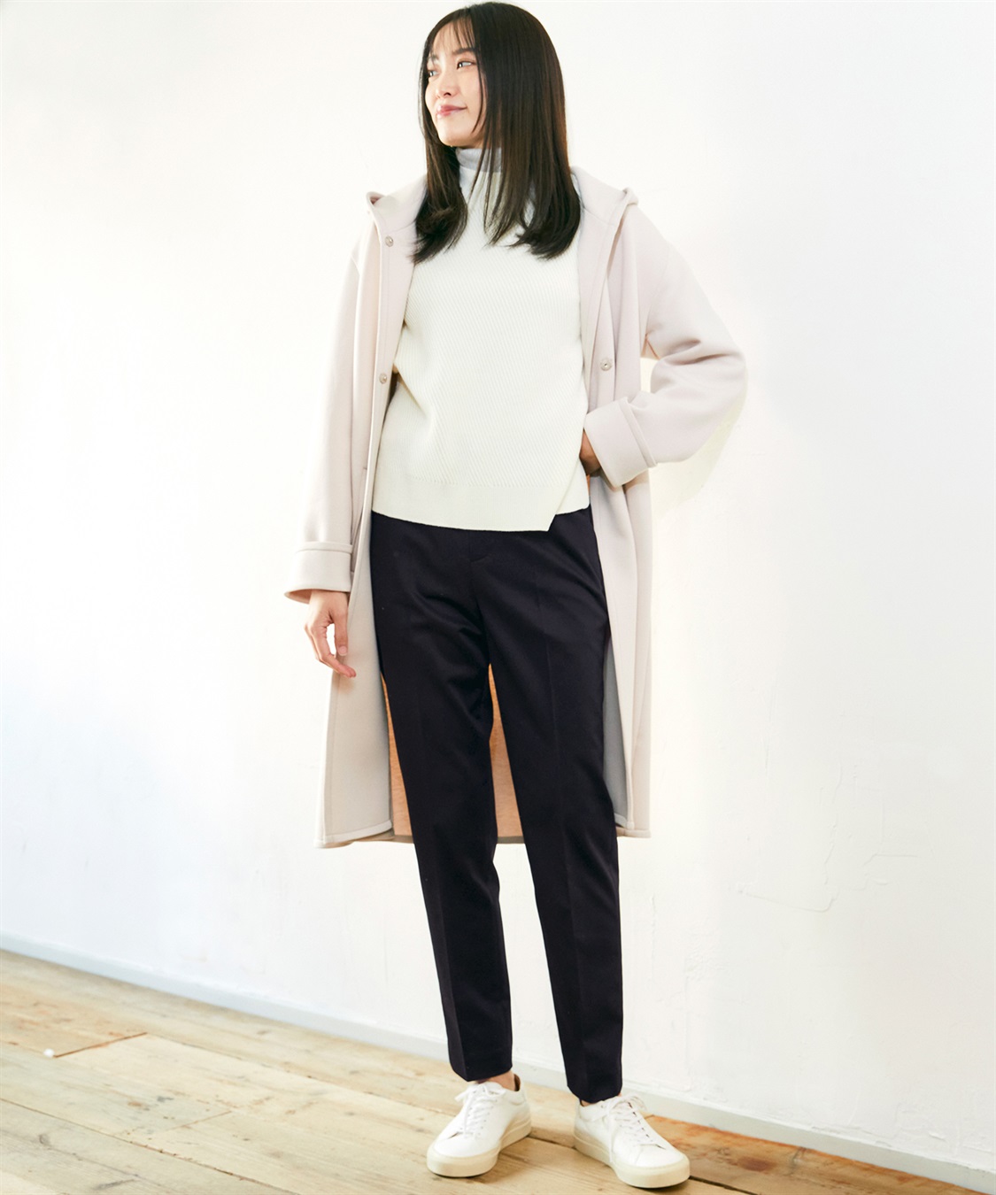 A/C DESIGN BY ALPHA CUBIC コットンサテンストレッチテーパードパンツ73㎝丈_sub_14