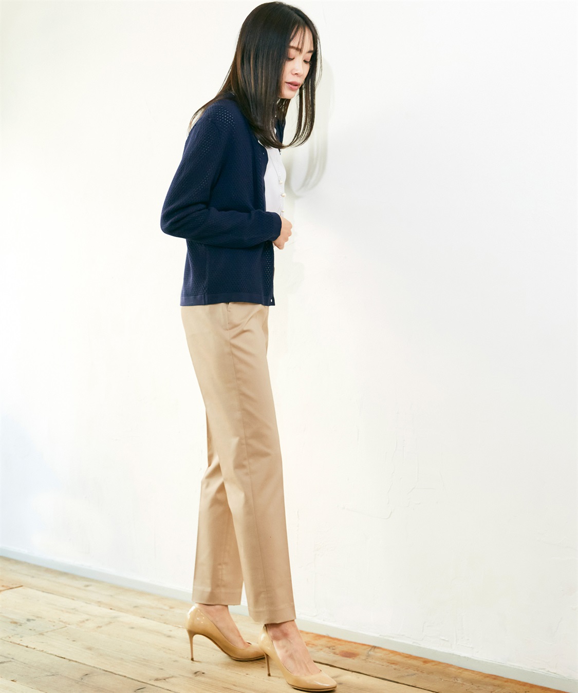 A/C DESIGN BY ALPHA CUBIC コットンサテンストレッチテーパードパンツ73㎝丈_sub_16