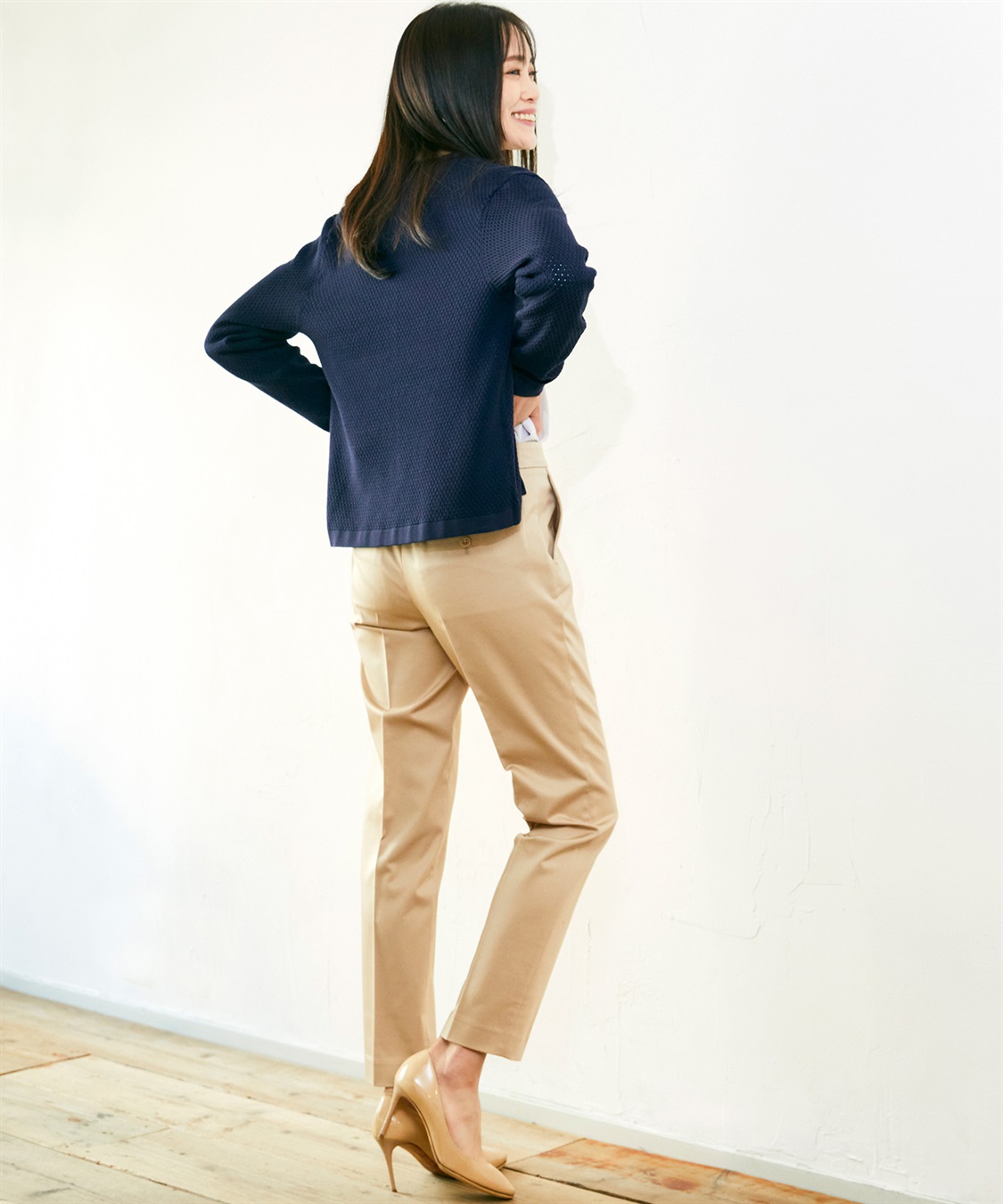 A/C DESIGN BY ALPHA CUBIC コットンサテンストレッチテーパードパンツ73㎝丈_sub_17