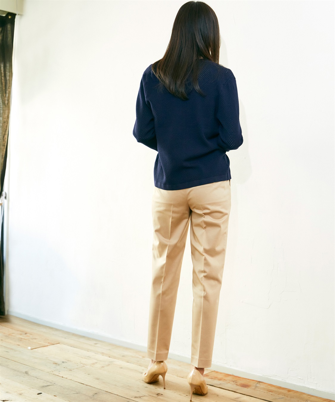 A/C DESIGN BY ALPHA CUBIC コットンサテンストレッチテーパードパンツ73㎝丈_sub_18