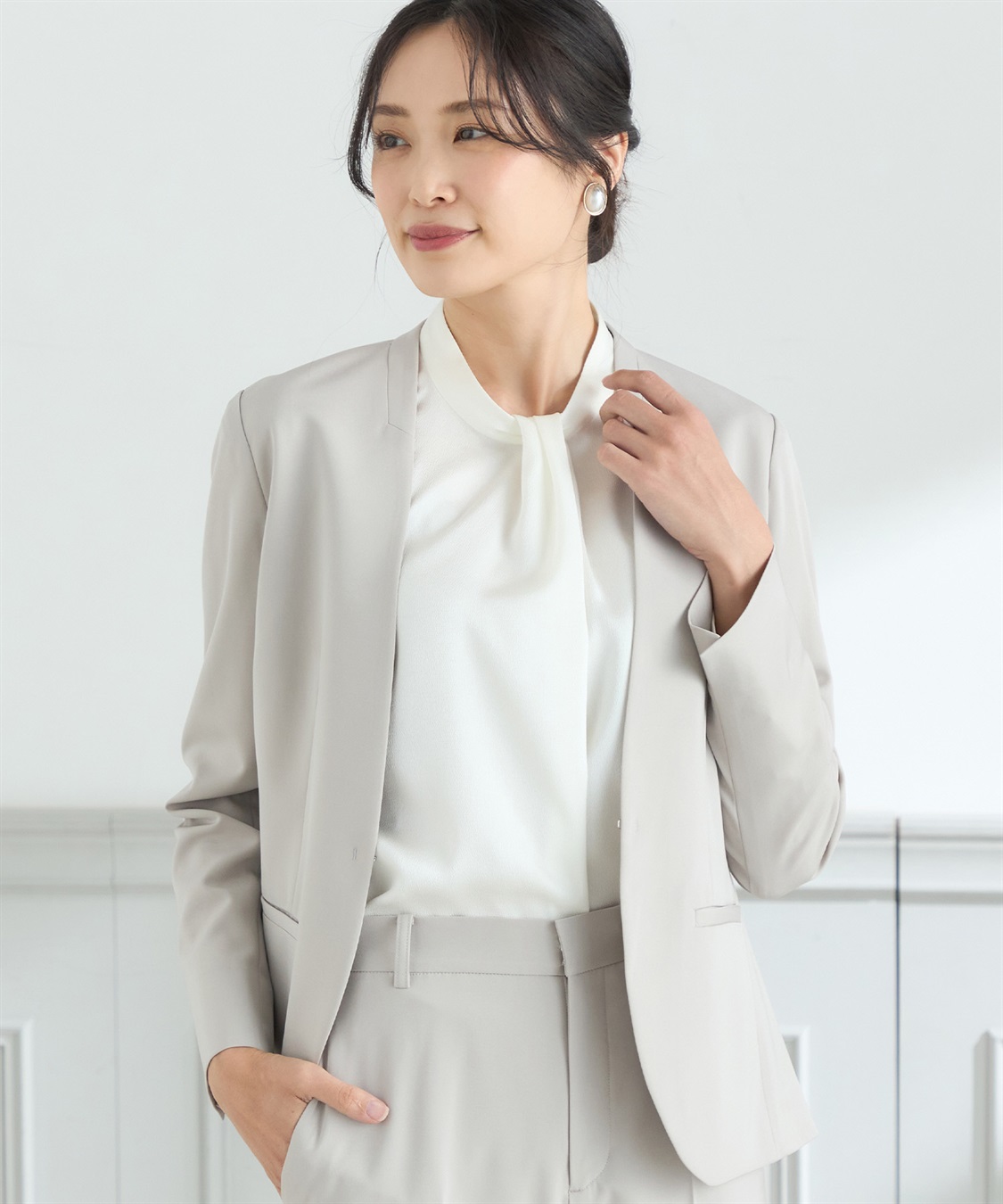 EDIFICE LABOUCLE ノーカラージャケット ネイビー　XL 18SS EDIFICE LABOUCLE ノーカラージャケット ネイビー XL 18SS