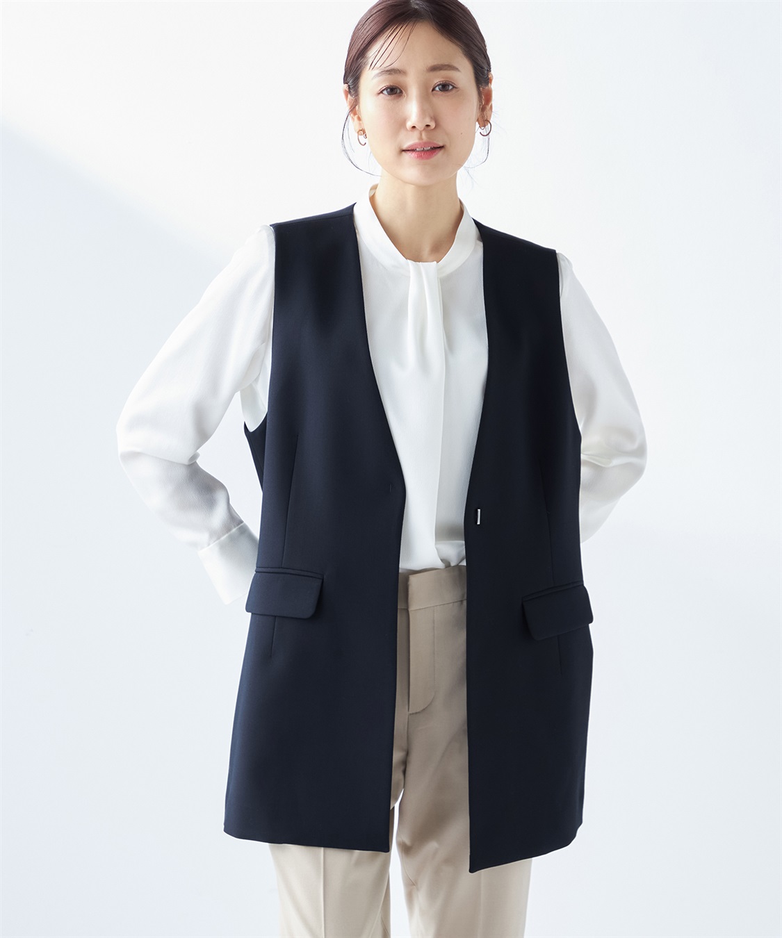 A/C DESIGN BY ALPHA CUBIC 【セットアップ対応】ストレッチロングジレ_sub_1