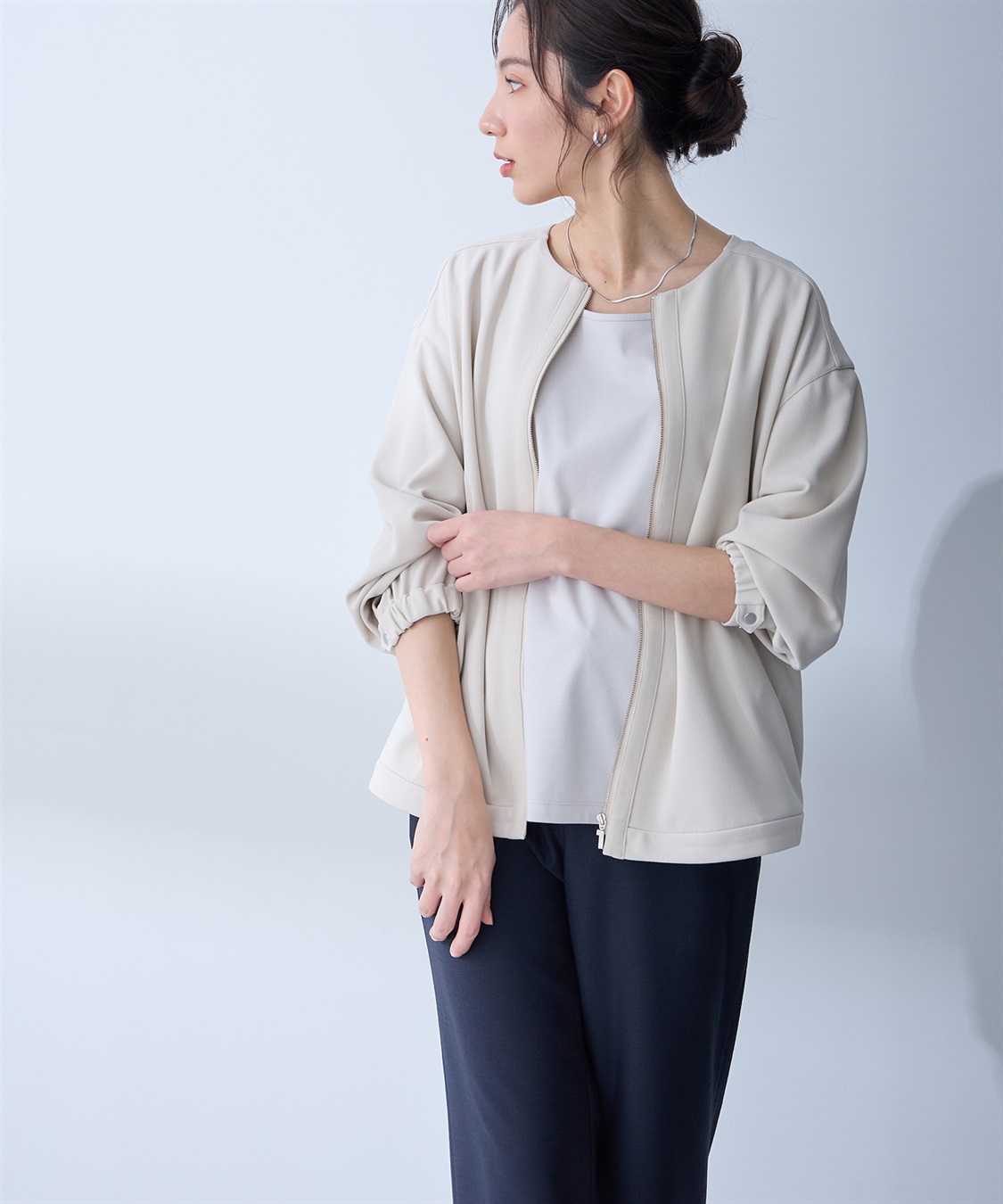 A/C DESIGN BY ALPHA CUBIC ノーカラーブルゾン_sub_4