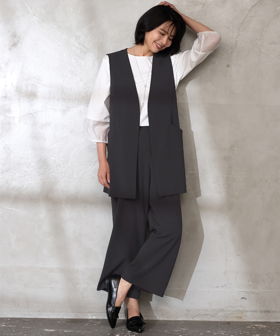 A/C DESIGN BY ALPHA CUBIC 【セットアップ対応】ジョーゼットロングジレ_sub_19