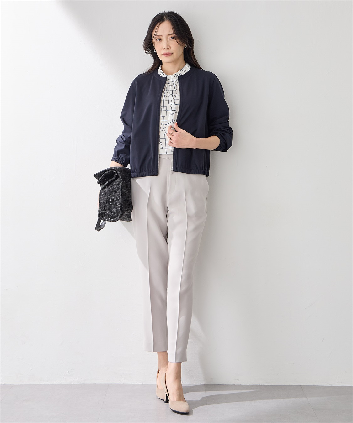 A/C DESIGN BY ALPHA CUBIC ストレッチノーカラーブルゾン【美モーションシリーズ】_sub_6