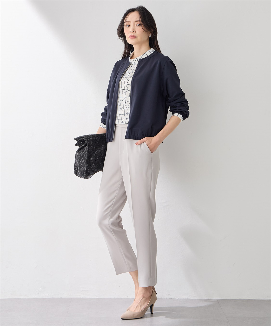 A/C DESIGN BY ALPHA CUBIC ストレッチノーカラーブルゾン【美モーションシリーズ】_sub_7