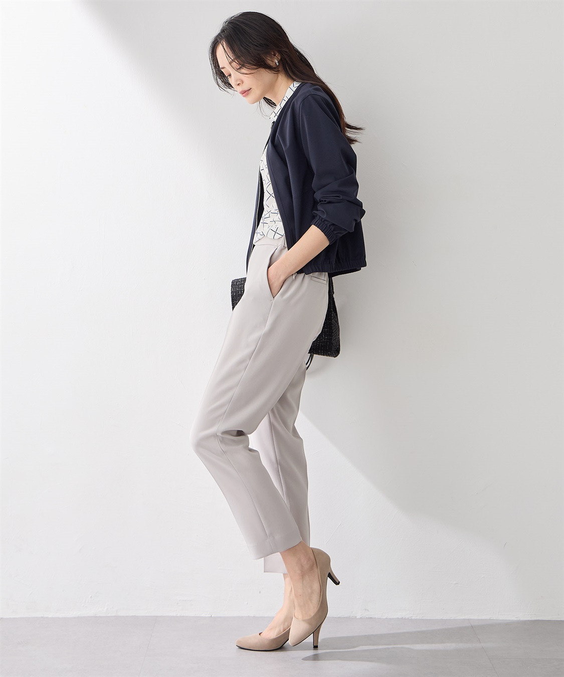 A/C DESIGN BY ALPHA CUBIC ストレッチノーカラーブルゾン【美モーションシリーズ】_sub_8