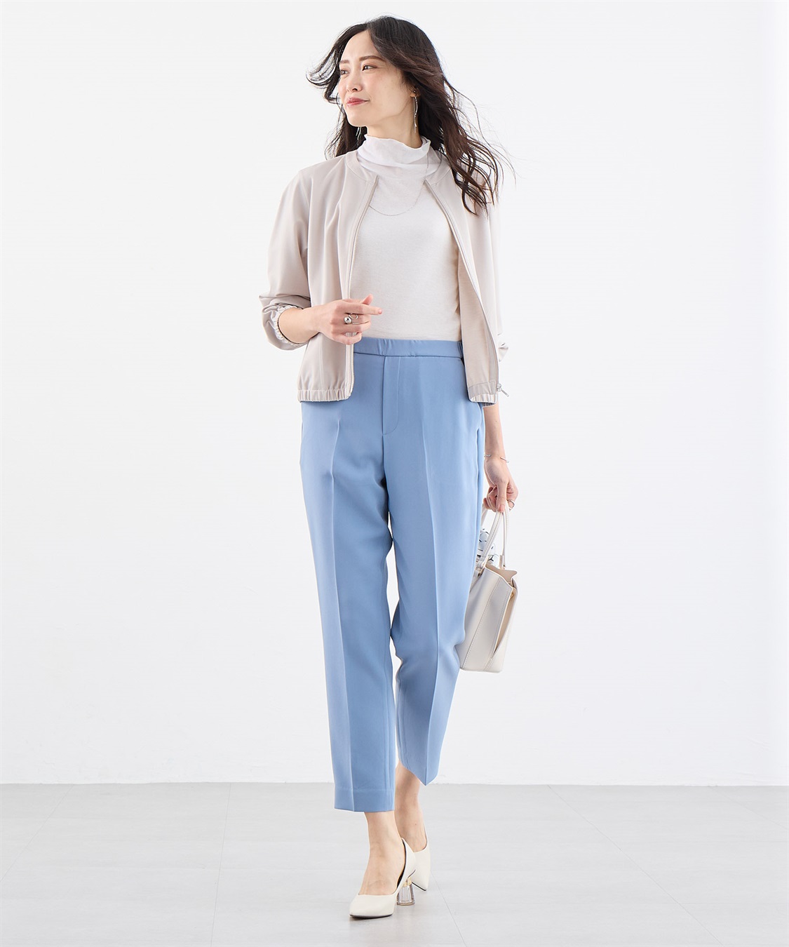 A/C DESIGN BY ALPHA CUBIC ストレッチノーカラーブルゾン【美モーションシリーズ】_sub_10