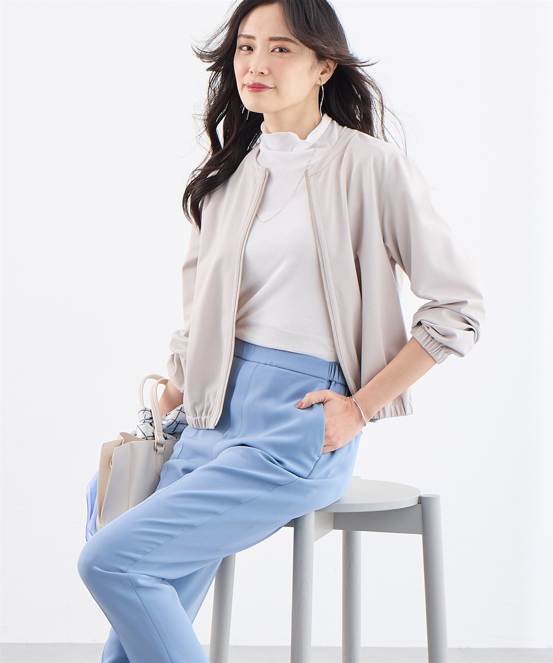 A/C DESIGN BY ALPHA CUBIC ストレッチノーカラーブルゾン【美モーションシリーズ】_sub_14