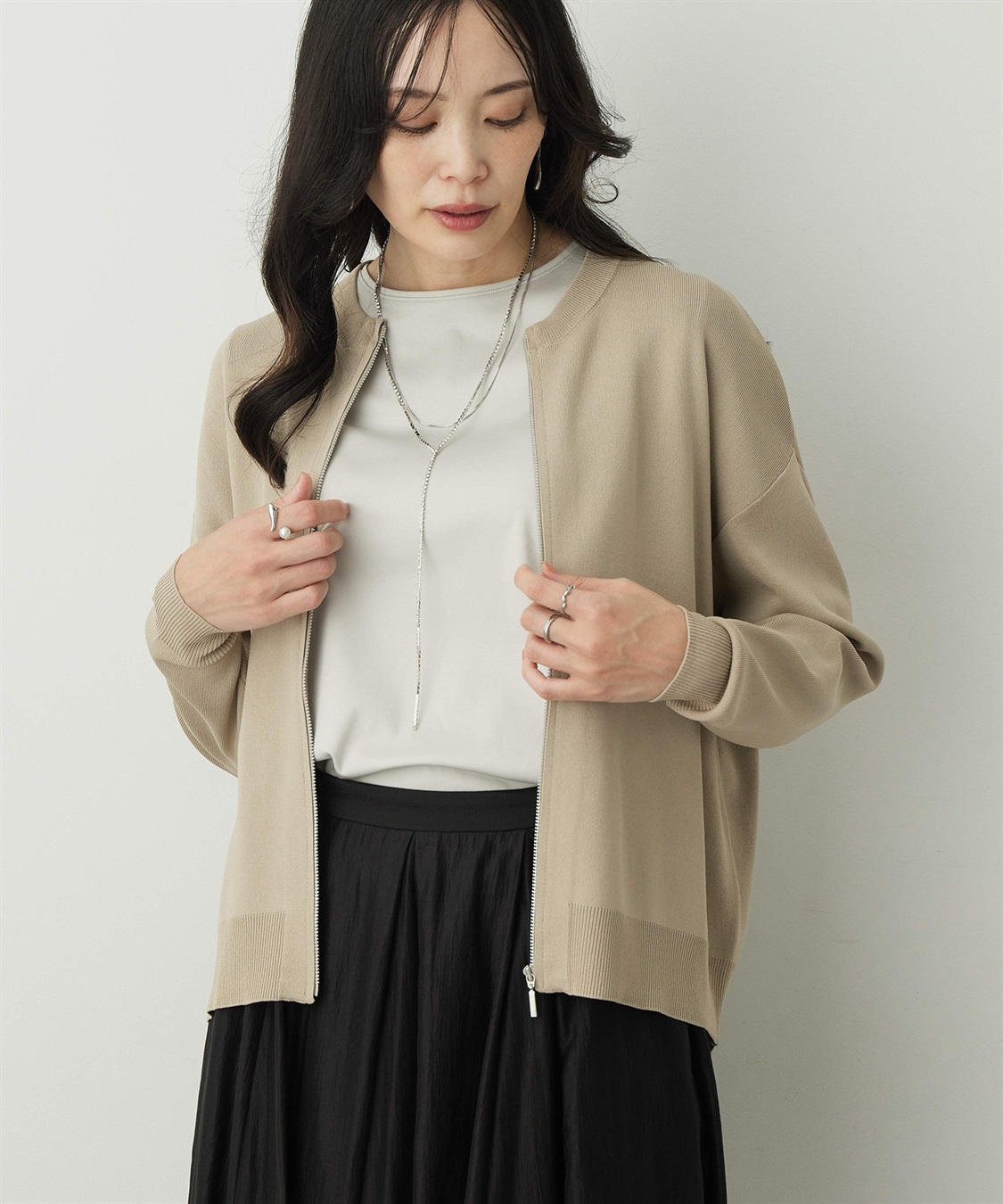 A/C DESIGN BY ALPHA CUBIC ニットブルゾン【洗える】_sub_1