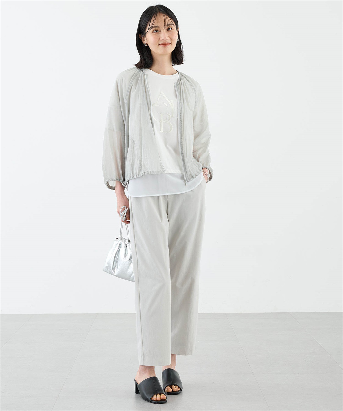 YNさま専用　定価18,700円 サテン混ボイルワッシャーシアーブルゾン YNさま専用 定価18, サテン混ボイルワッシャーシアーブルゾン