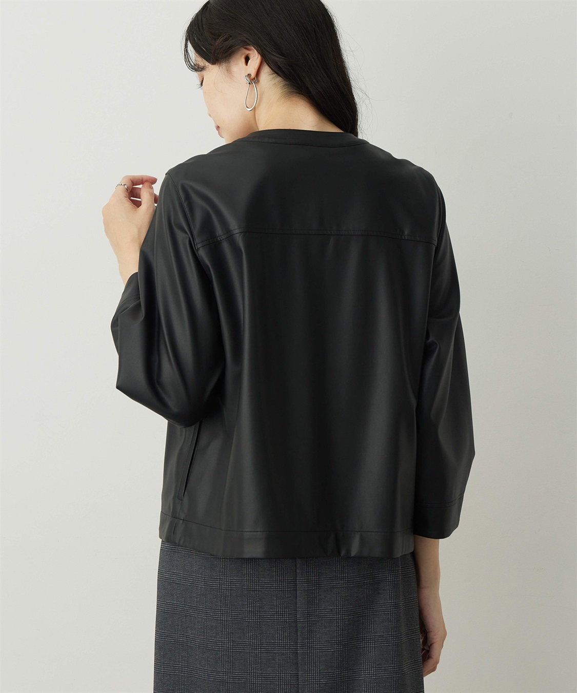 A/C DESIGN BY ALPHA CUBIC エコレザーノーカラージャケット_sub_2