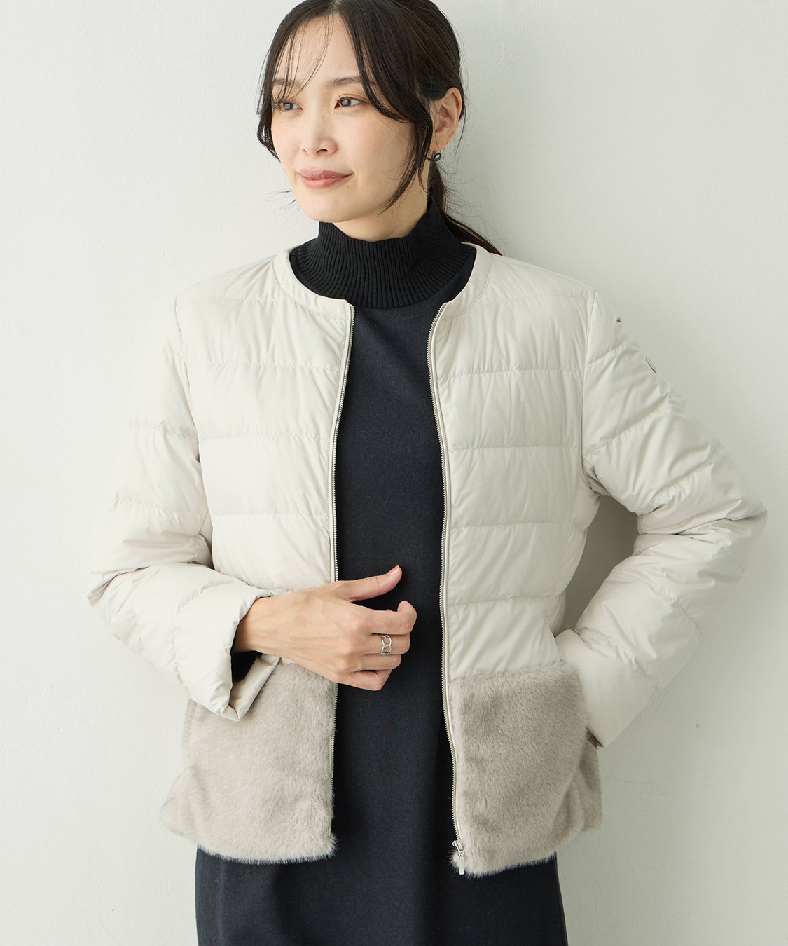 A/C DESIGN BY ALPHA CUBIC ファー付きライトショートダウン【軽量・ハンドウォッシャブル】_sub_1