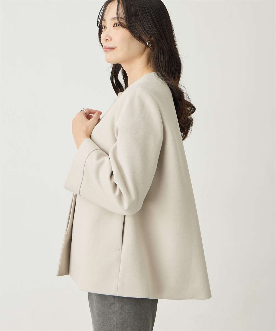 A/C DESIGN BY ALPHA CUBIC ノーカラーショートコート【軽量】_sub_2