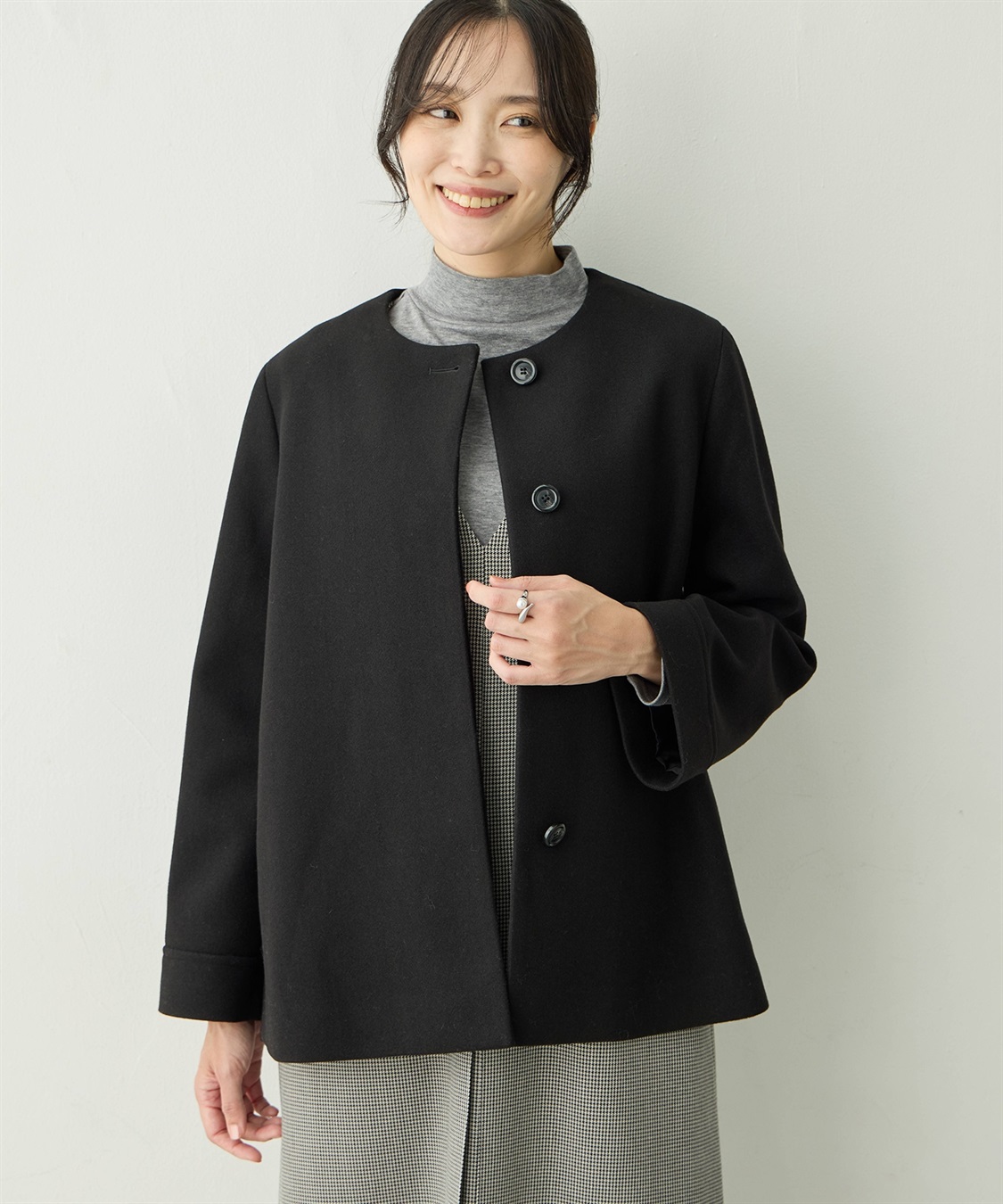 A/C DESIGN BY ALPHA CUBIC ノーカラーショートコート【軽量】_sub_4